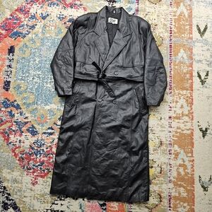 Czar Real Leather Trench Coat Mens Medium Split Back Long Matrix Y2K Cyberpunk